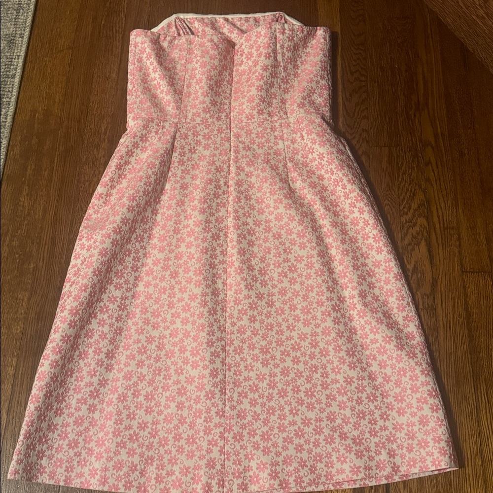 Lilly Pulitzer Strapless Pink Floral Dress, EUC, Size 14 - Picture 6 of 6